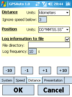 GPSAuto - Settings / Distance